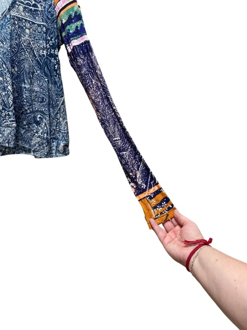 Free People FP Movement Soul Searcher Printed Hoodie Blue Size S Boho Hippie